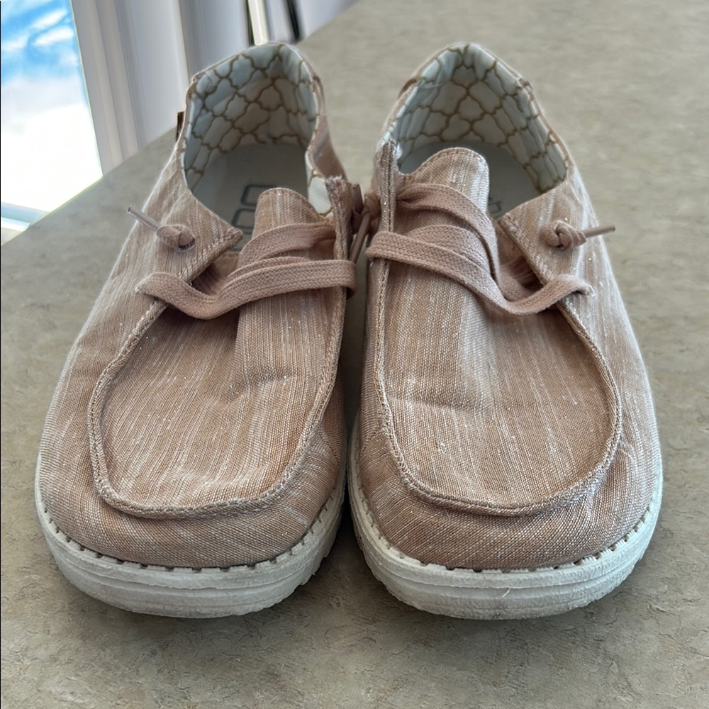 Hey Dude Light Pink Sparkly Slip-On Shoes